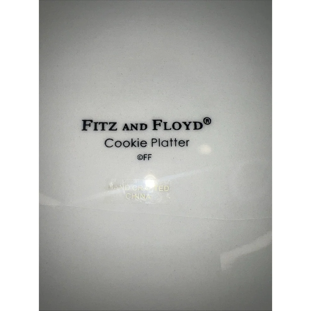 FITZ & FLOYD Oval Cookie Platter Home Warms the Heart Christmas Holiday 13 1/2 